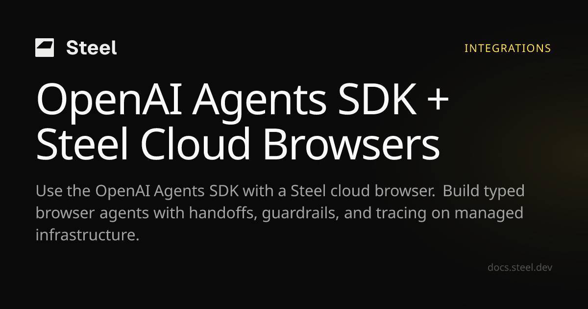 OpenAI Agents SDK | Steel Docs