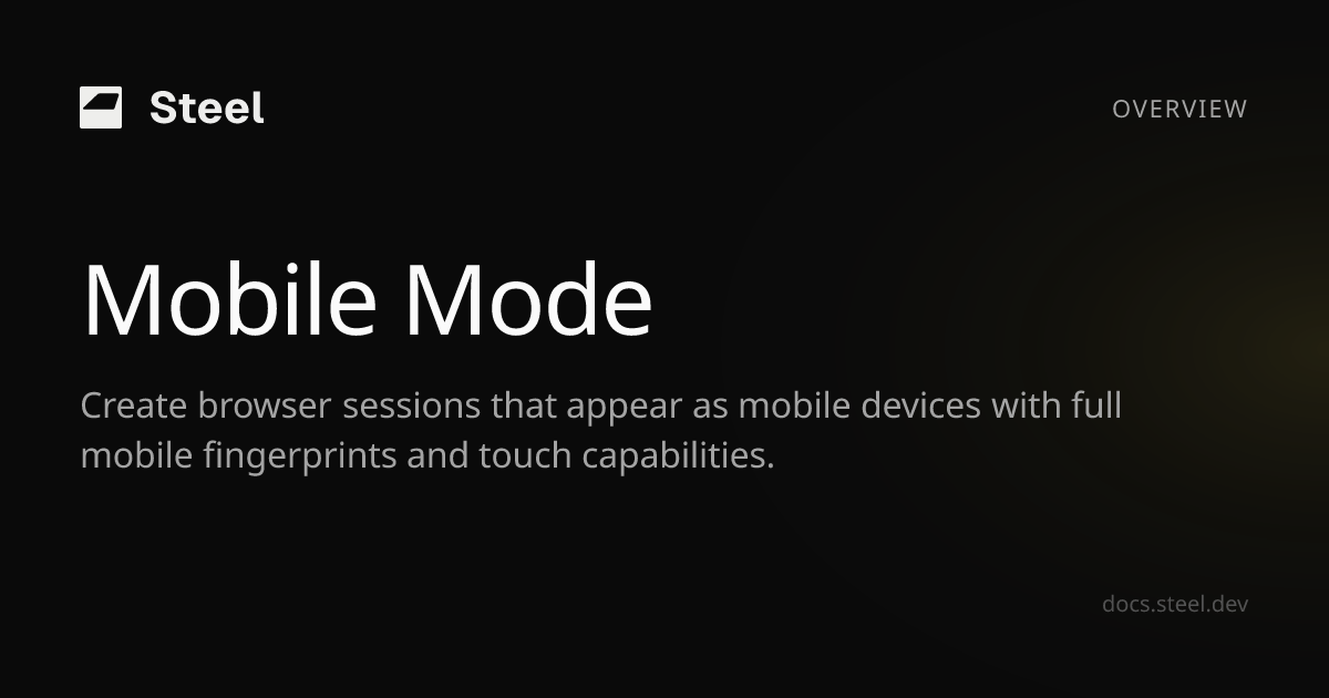 Mobile Mode | Steel Docs