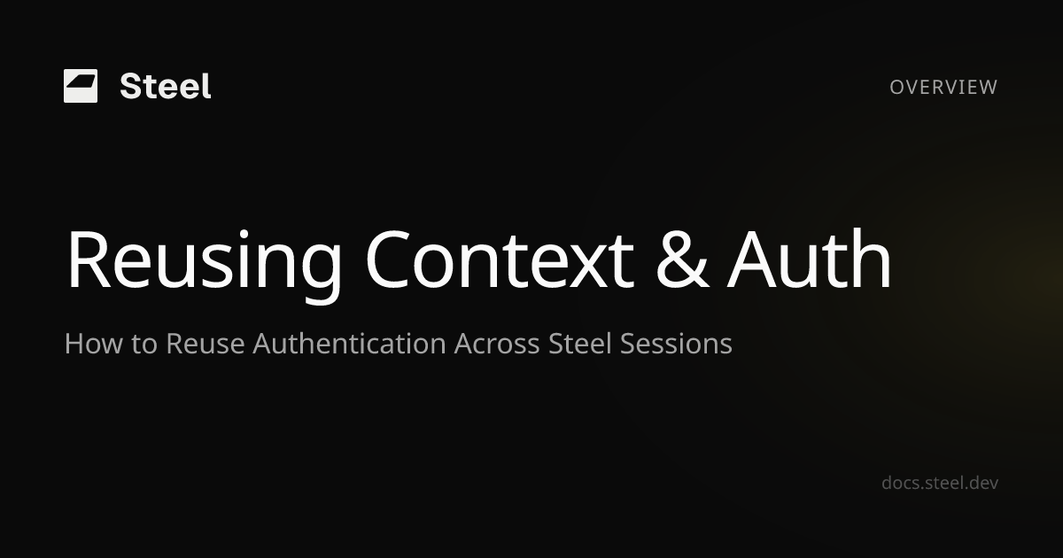 Reusing Context & Auth | Steel Docs